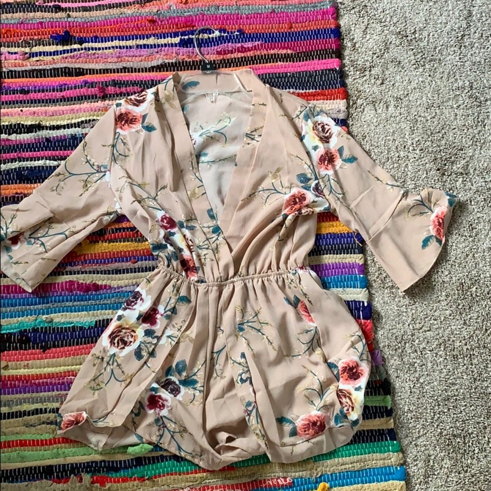 Beige Floral Romper